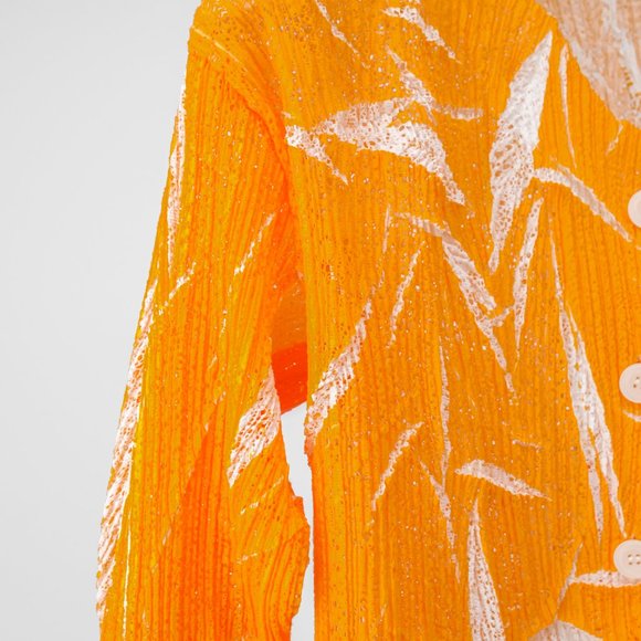 Issey Miyake Pleated Mesh Orange Jacket - Picture 5 of 8